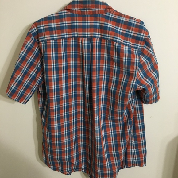 Orange and Blue Plaid Shirt - Short Sleeve - Picture 2 of 4
